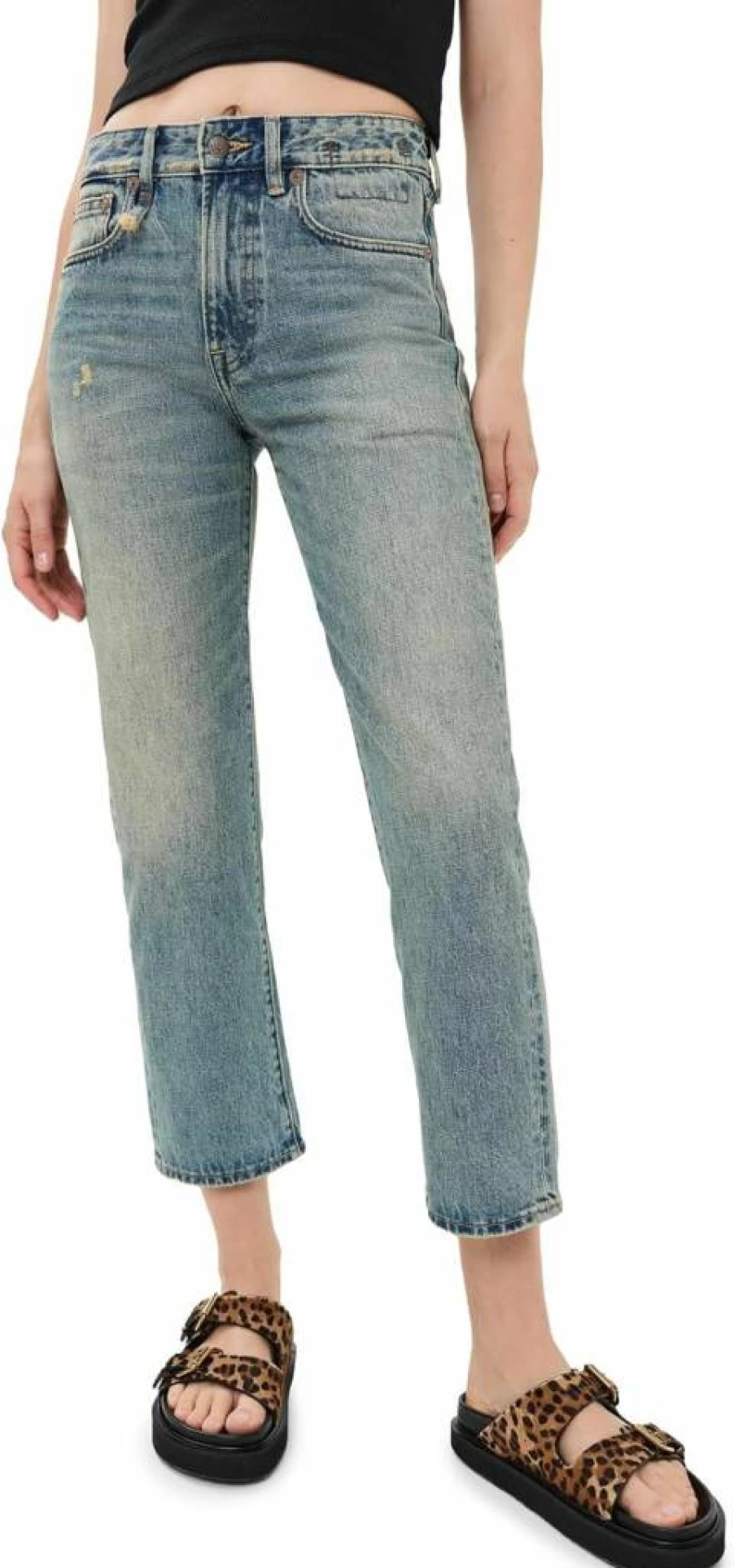 R13 Women's High-Waisted Distressed Romeo Skinny Jeans - Vintage Denim Pants for Women