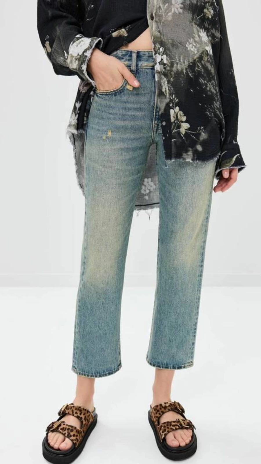 R13 Women's High-Waisted Distressed Romeo Skinny Jeans - Vintage Denim Pants for Women