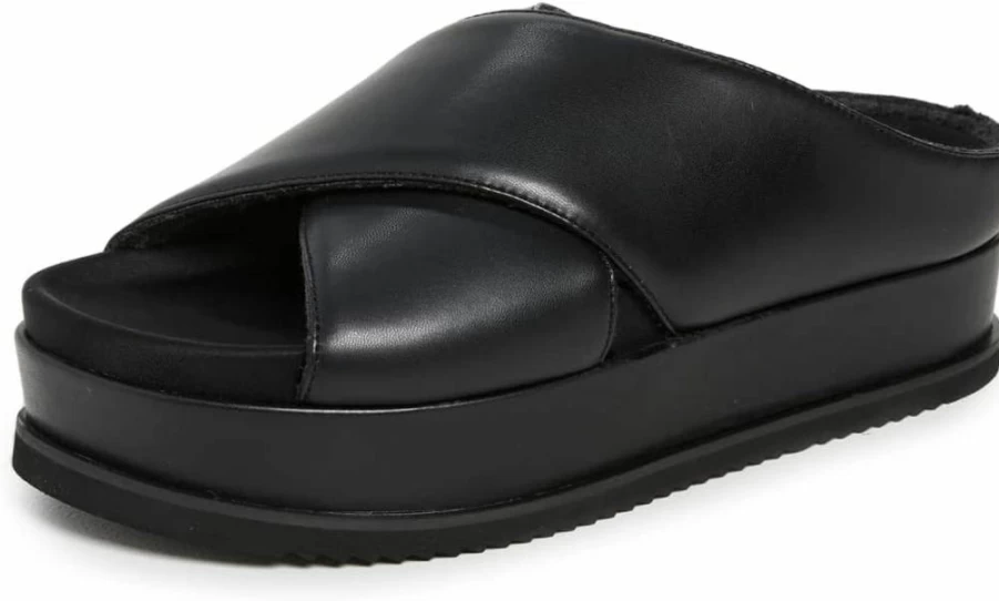 R0AM Women's Stackable Cross Strap Slide Sandals - Comfortable & Stylish Summer Footwear