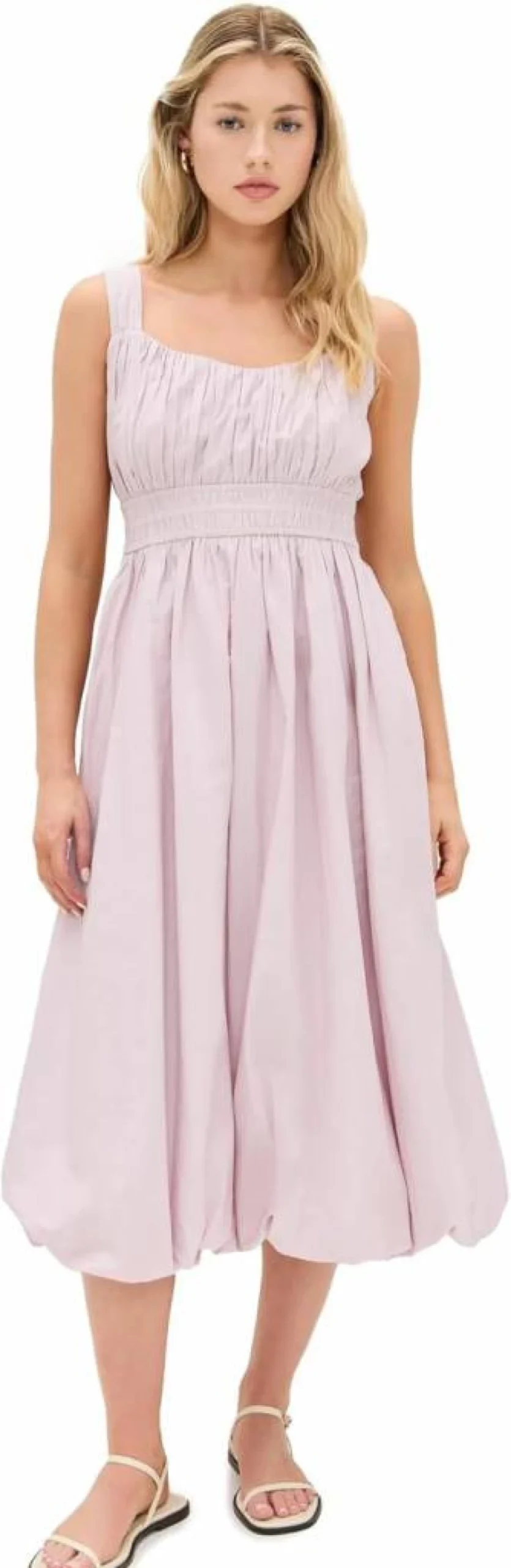 Sea Women's Emmet Poplin Midi Dress - Flowy Bubble Hem Summer Dress