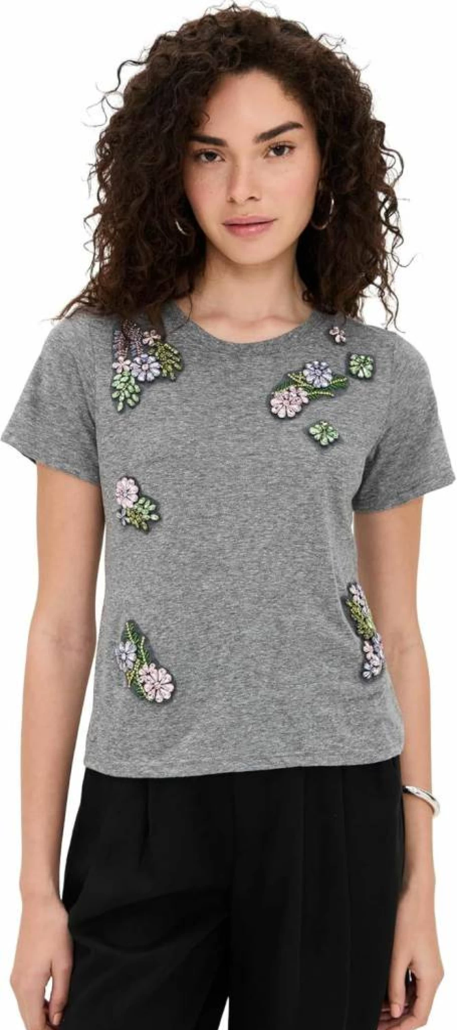 Cinq a Sept Women's Crystal Embellished Ivy Print Shrunken T-Shirt