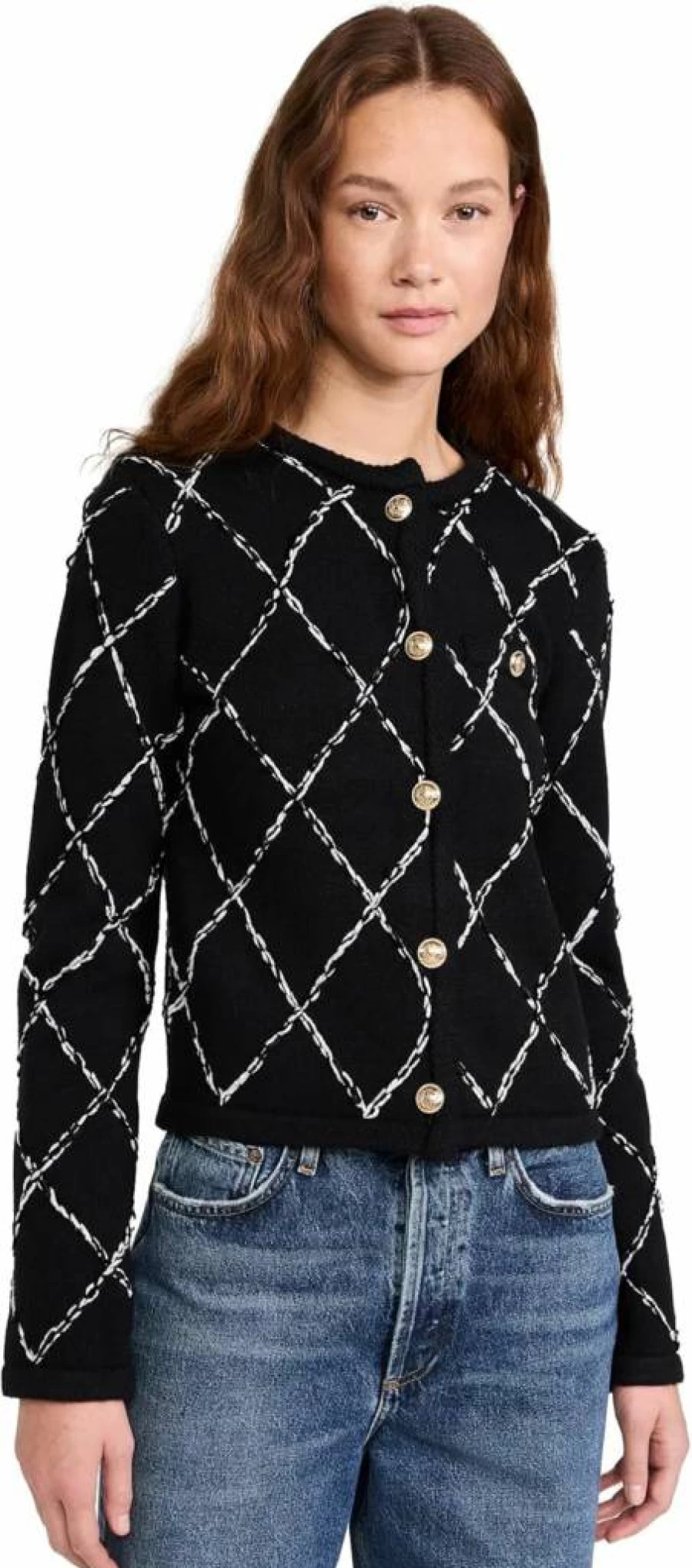 Endless Rose Women's Diamond Knit Cardigan Sweater Casual Long Sleeve Open Front