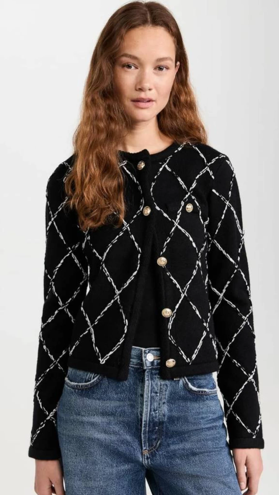 Endless Rose Women's Diamond Knit Cardigan Sweater Casual Long Sleeve Open Front