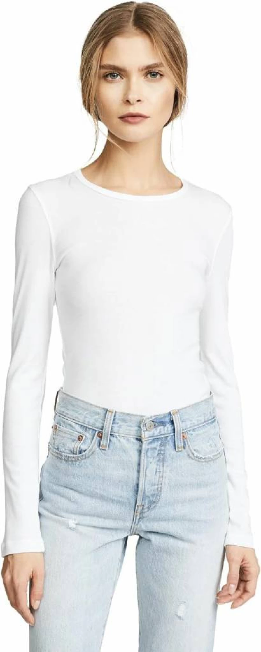 Splendid Women's Long-Sleeve Ribbed Crewneck T-Shirt - Soft Stretch Comfort Top