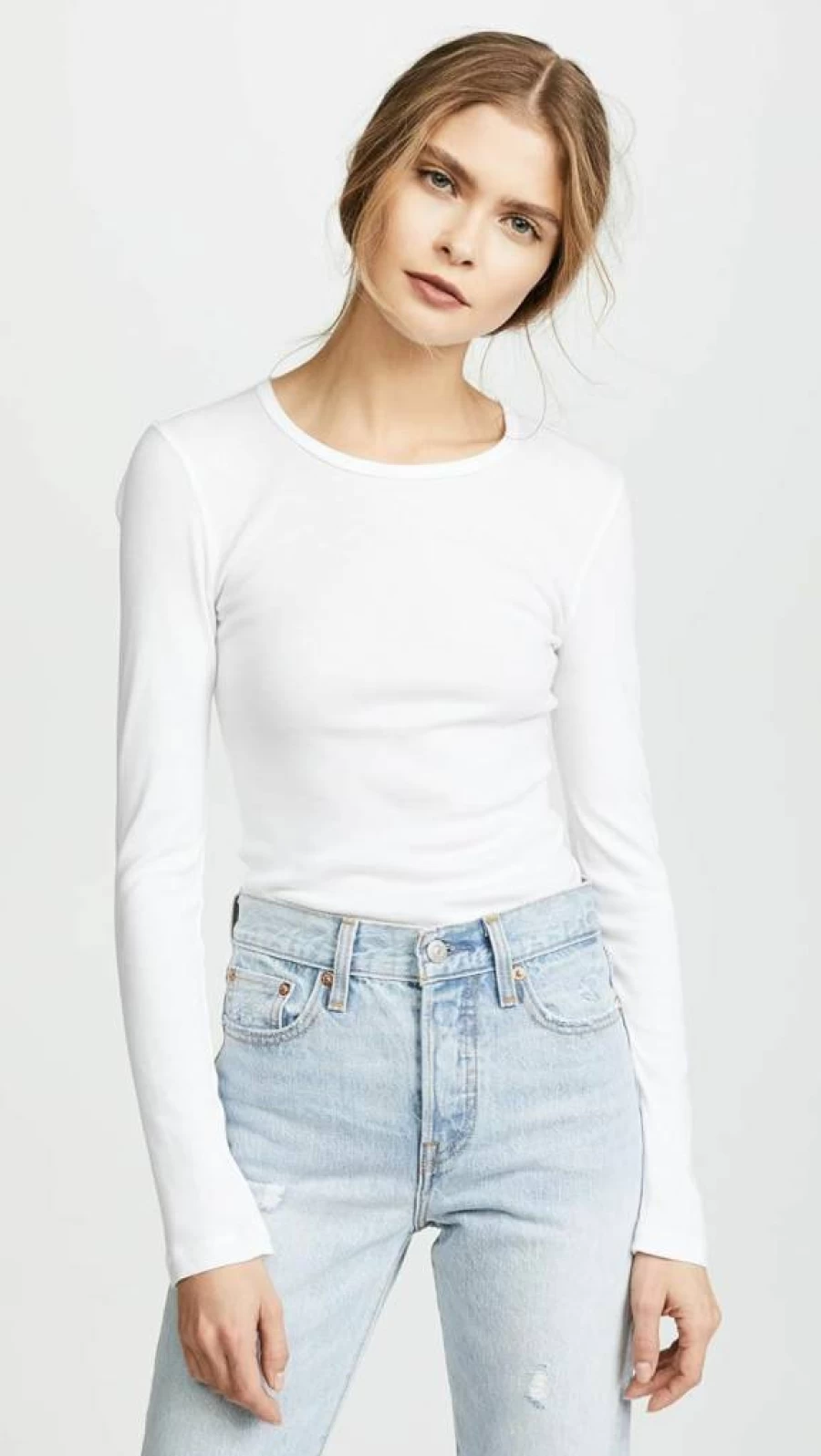 Splendid Women's Long-Sleeve Ribbed Crewneck T-Shirt - Soft Stretch Comfort Top