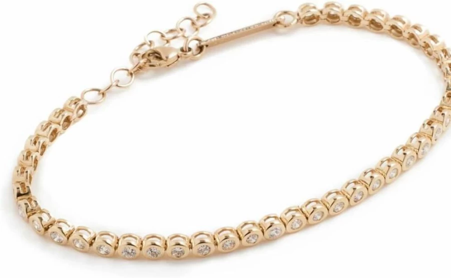 ZOE CHICCO 14K Gold Women's Tennis Bracelet with Bezel Setting, 1.2 Carat Diamond Accents