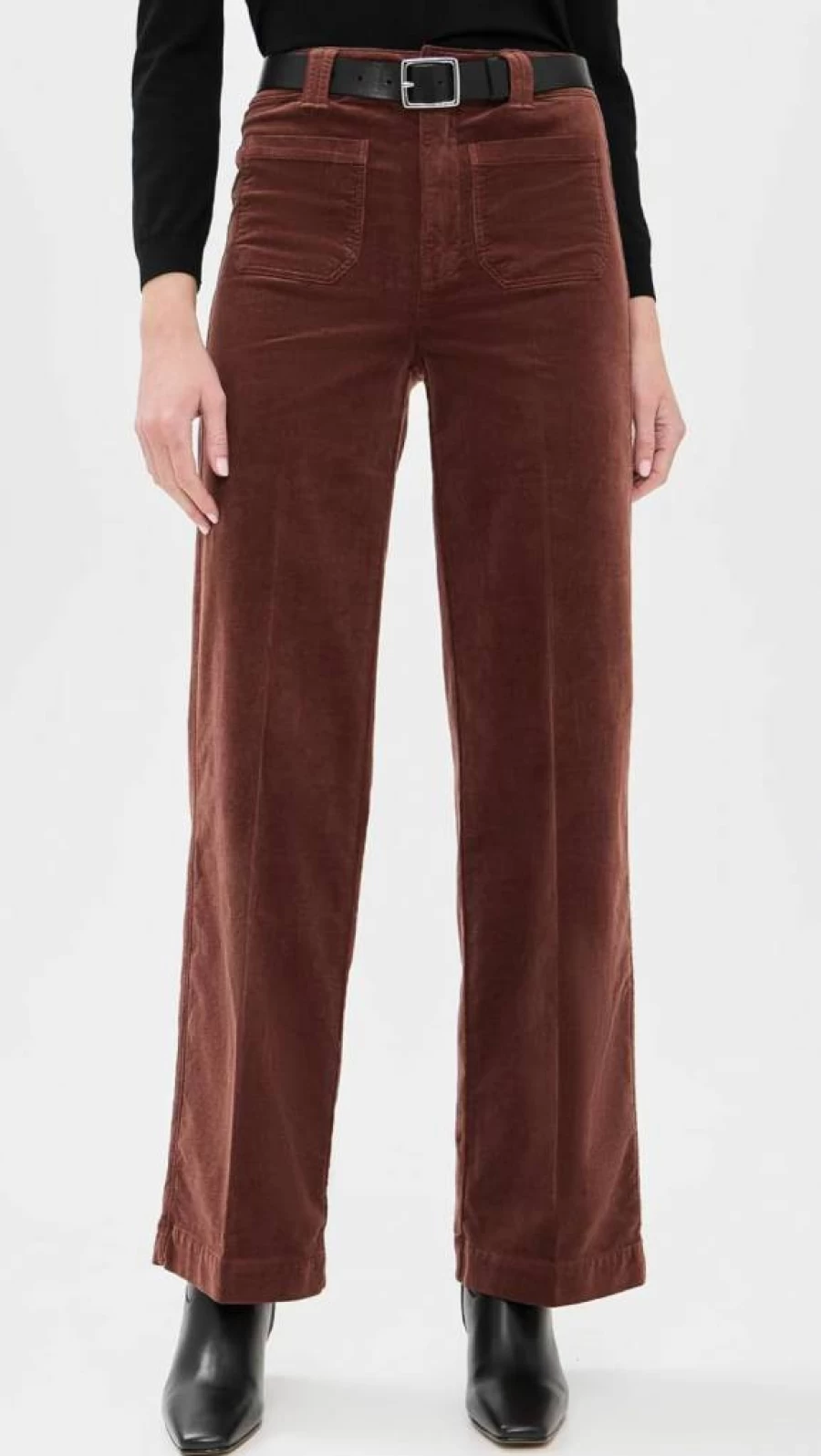 PAIGE Women's Corduroy Sasha High-Waisted Pants with Patch Pockets - 32" Inseam Casual Comfort Fit