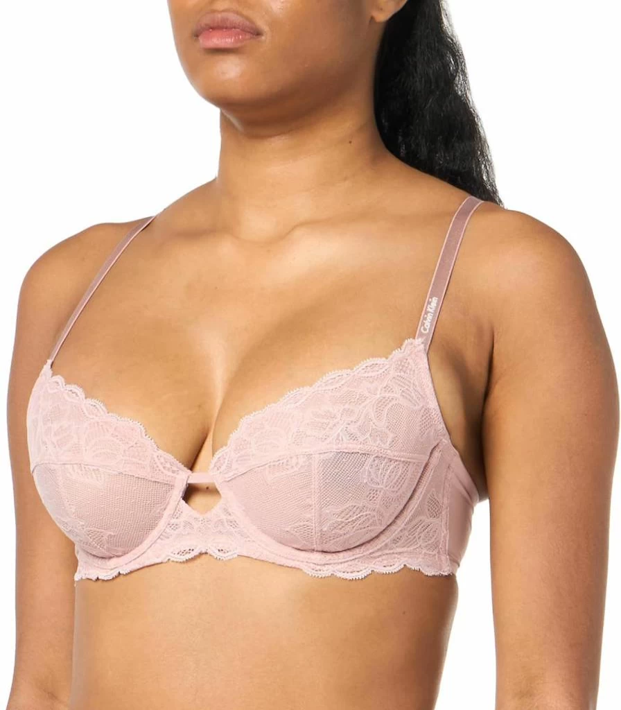 Calvin Klein Women's Unlined Lace Bra - Seductive Comfort Demi Cup Underwire Bralette