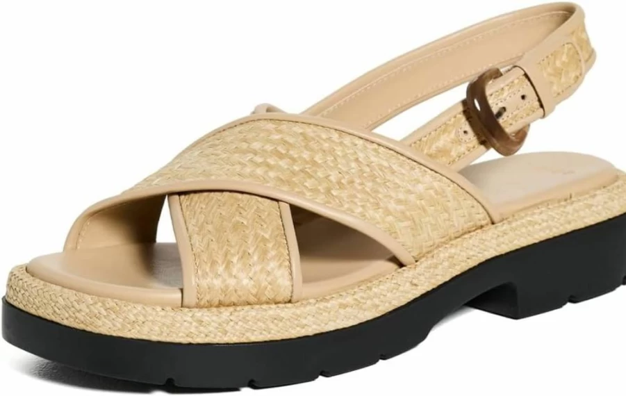 Vince Women's Helena Raffia Sandals | Stylish Summer Wedge Espadrilles | Comfortable Braided Designer Footwear
