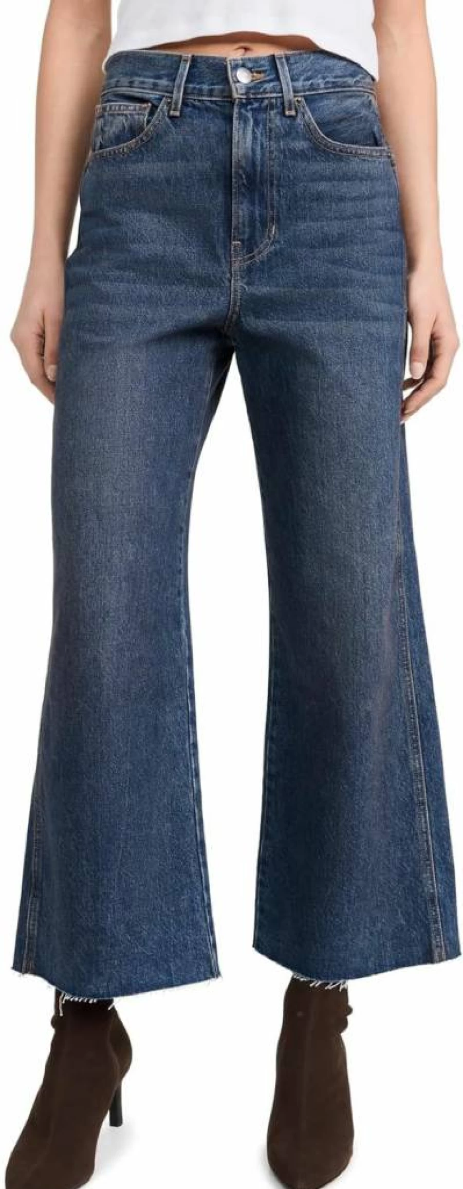 Veronica Beard Jean Women's Taylor Cropped High Rise Wide Leg Jeans