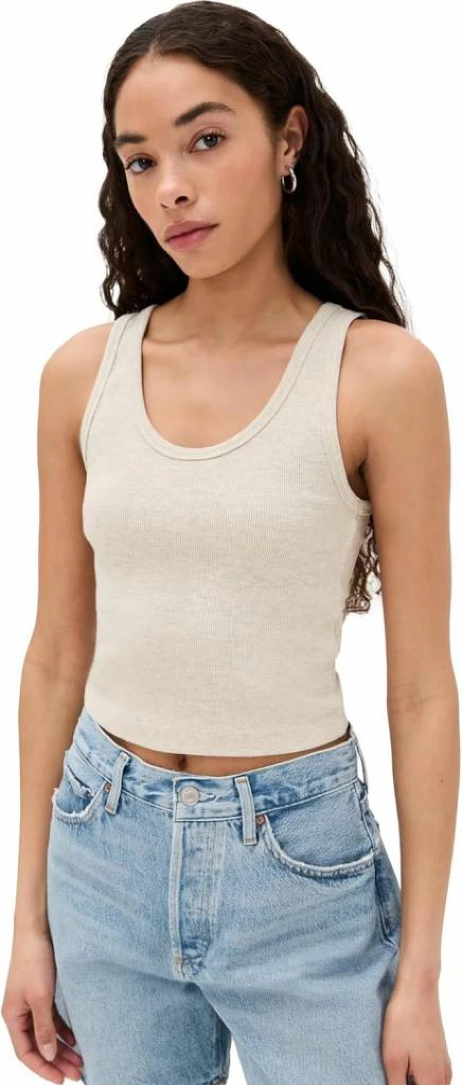 PerfectWhiteTee Women's Blondie Ribbed Tank Top - Bra Friendly Structured Fit Essential White Tee