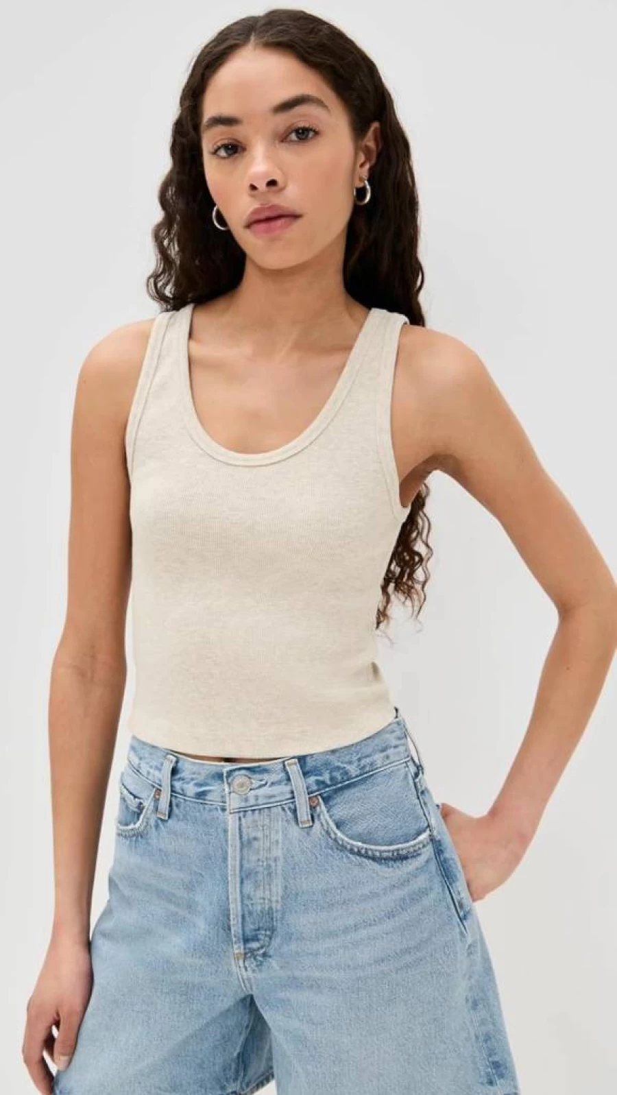 PerfectWhiteTee Women's Blondie Ribbed Tank Top - Bra Friendly Structured Fit Essential White Tee