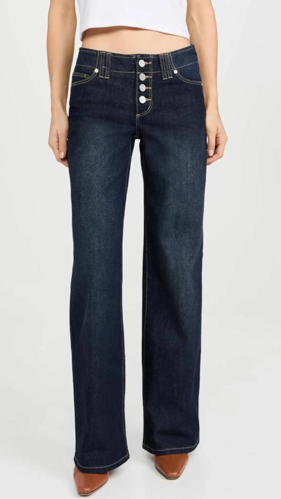 ABRAND Women's High-Waisted Wide-Leg Jeans - 99% Cotton Comfort Fit Halle Denim Pants