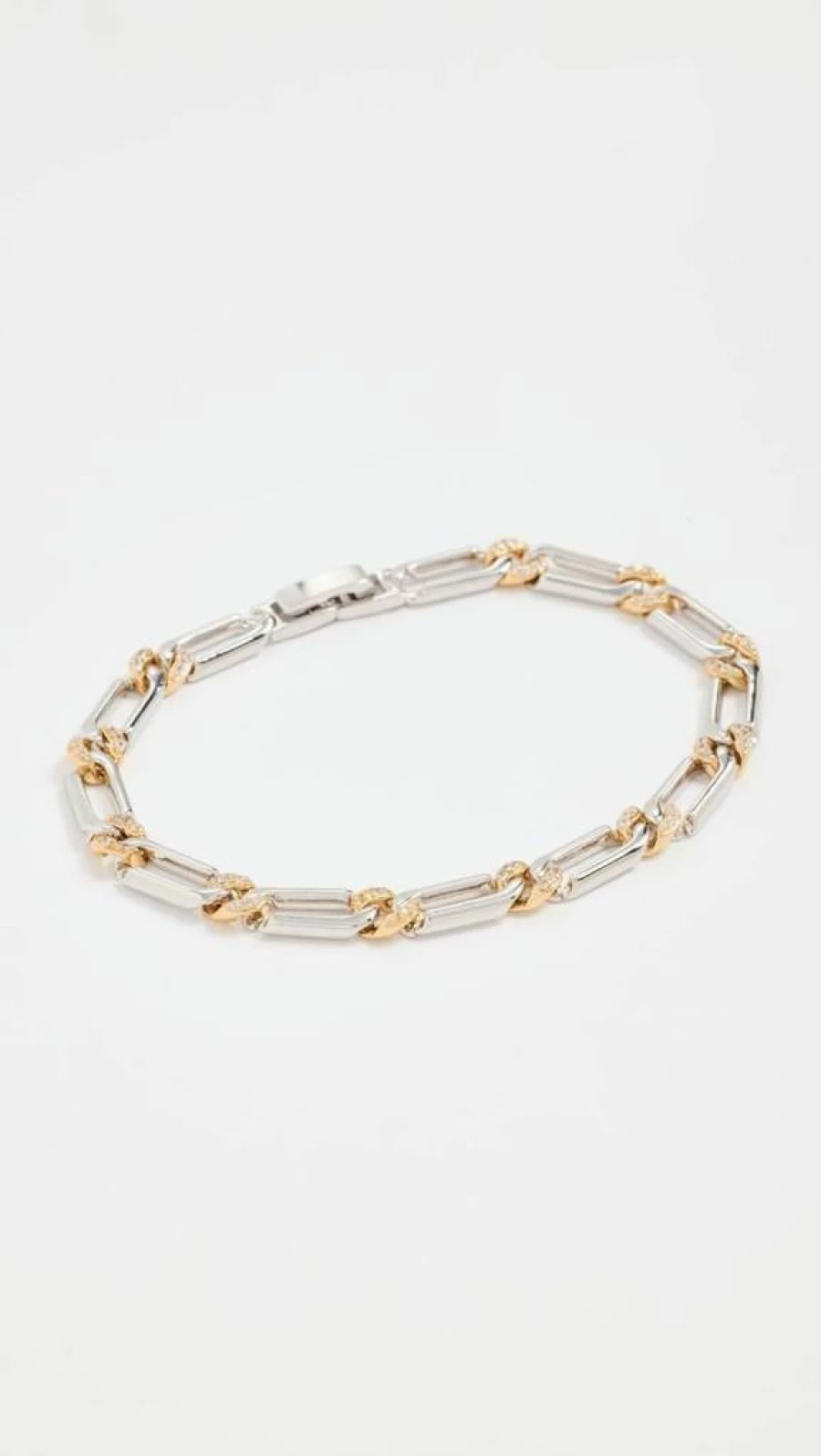 LUV AJ Women's Two-Tone Pave Link Bracelet - Gold & Silver Cubic Zirconia Chain Bracelet