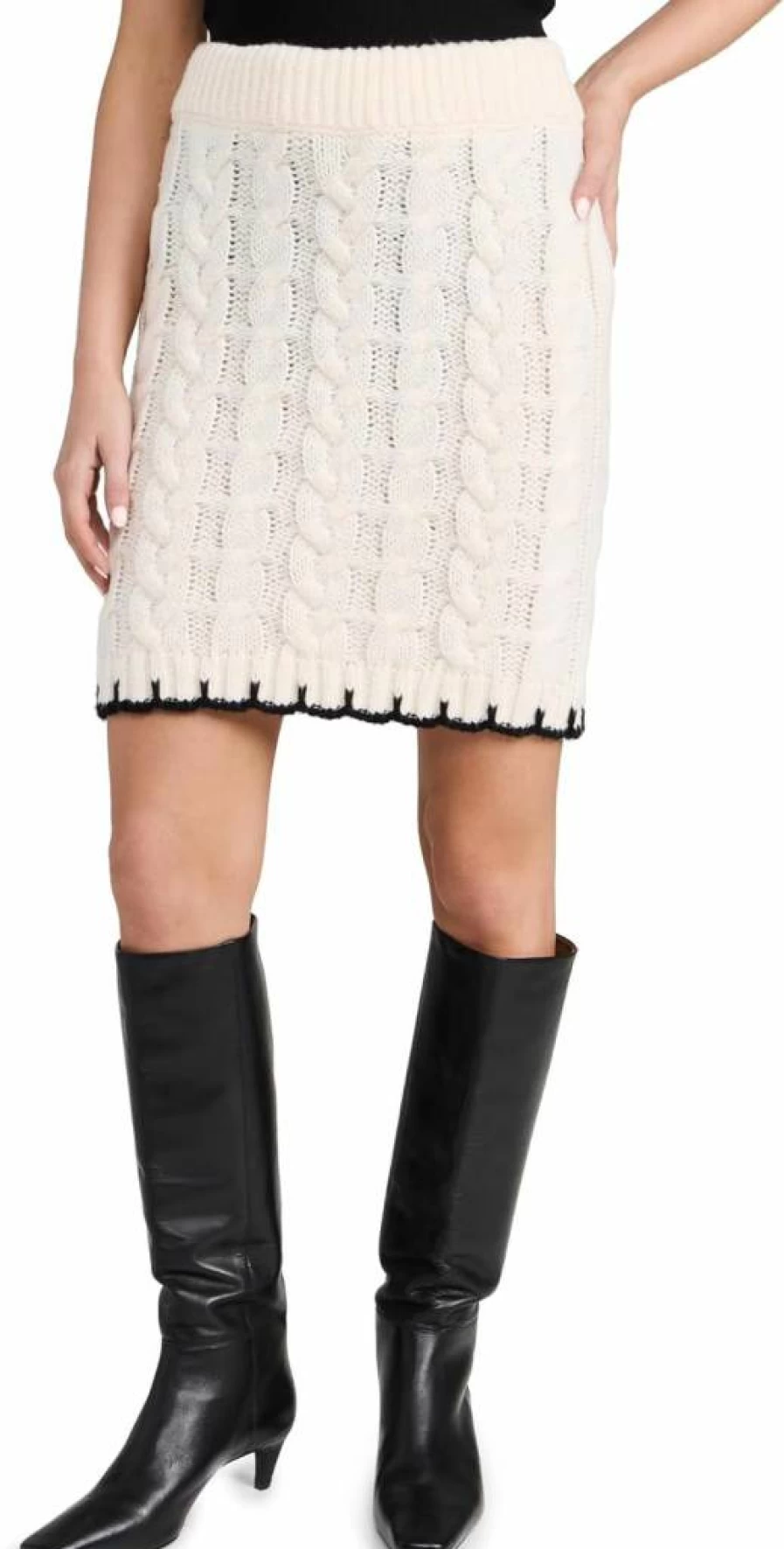 Little Women's Cable Knit Skirt - Soft Ribbed Stretch Midi Skirt by Little Lies