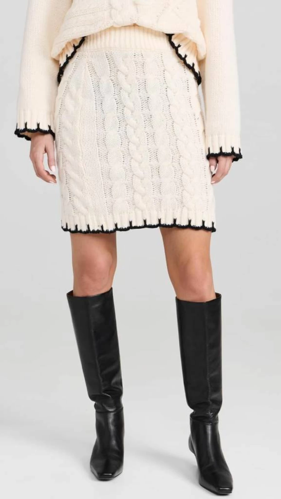 Little Women's Cable Knit Skirt - Soft Ribbed Stretch Midi Skirt by Little Lies