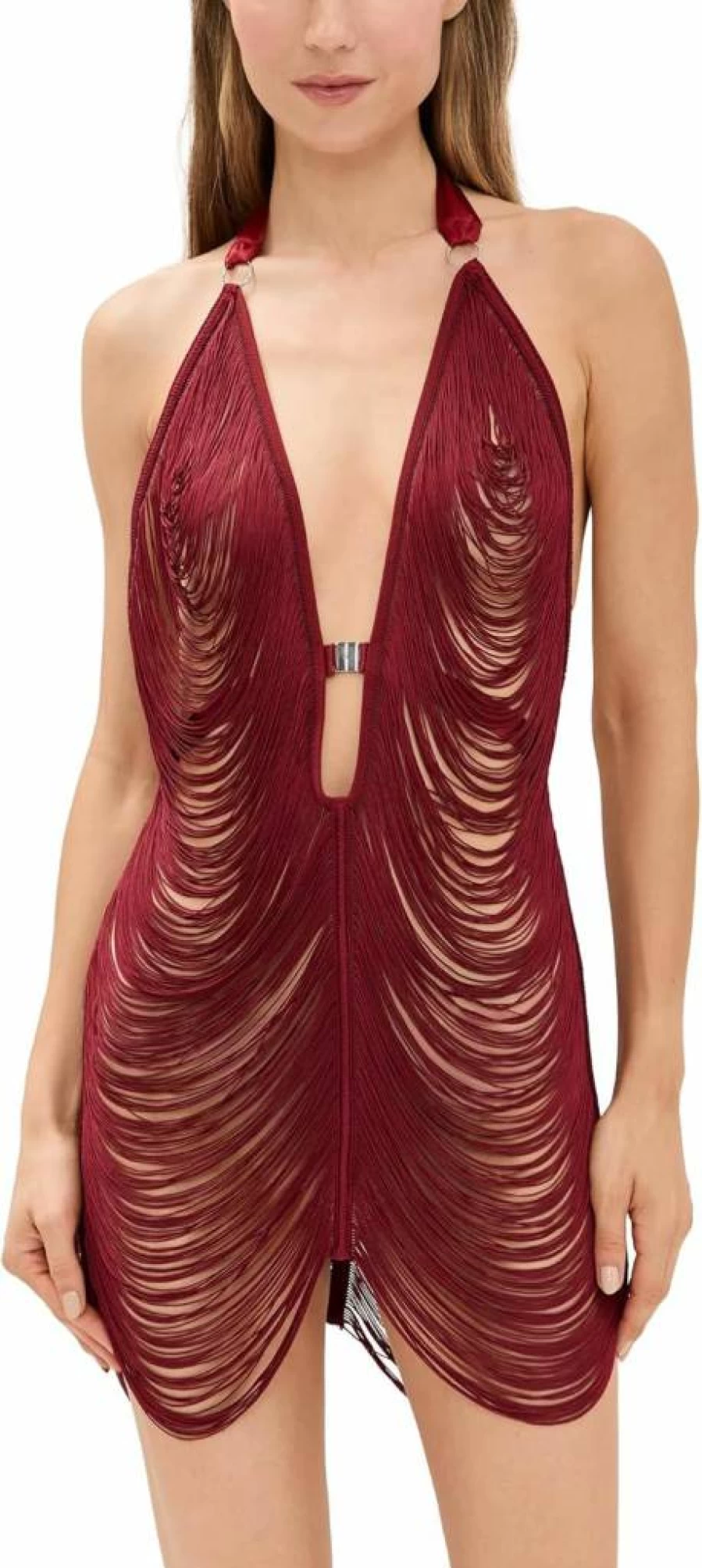 Thistle and Spire Women's Fringe Benefits Slip - Lace Trimmed Satin Nightgown for Elegant Sleepwear