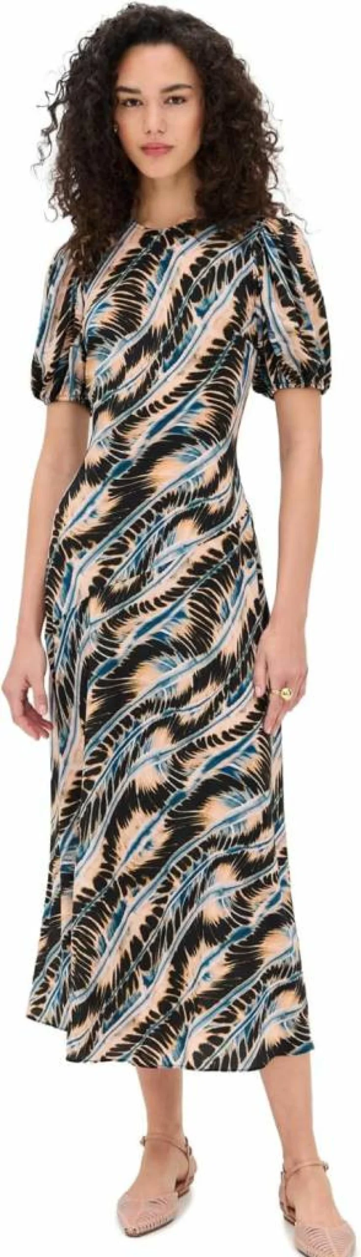 Ulla Johnson Women's Ines Dress - Elegant Floral Printed Summer Maxi Dress with V-Neck and Long Sleeves