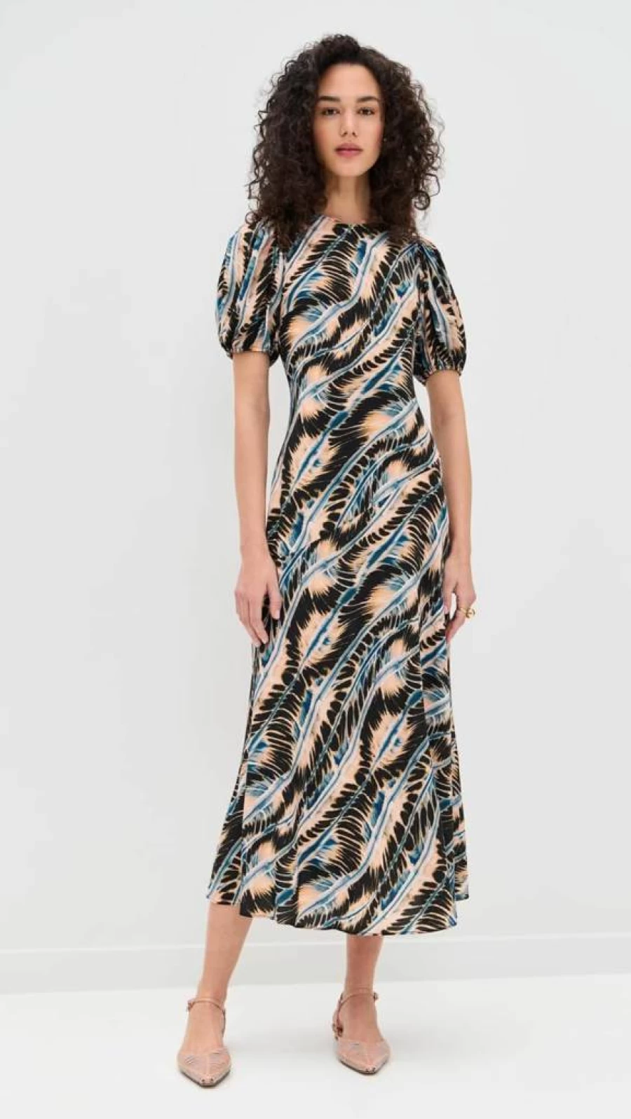 Ulla Johnson Women's Ines Dress - Elegant Floral Printed Summer Maxi Dress with V-Neck and Long Sleeves