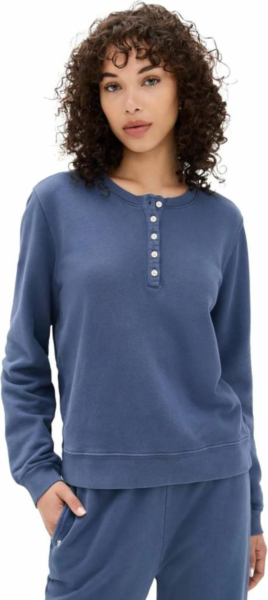Marea Women's Henley Neck Long Sleeve Sweatshirt - Casual Comfort Pullover Top