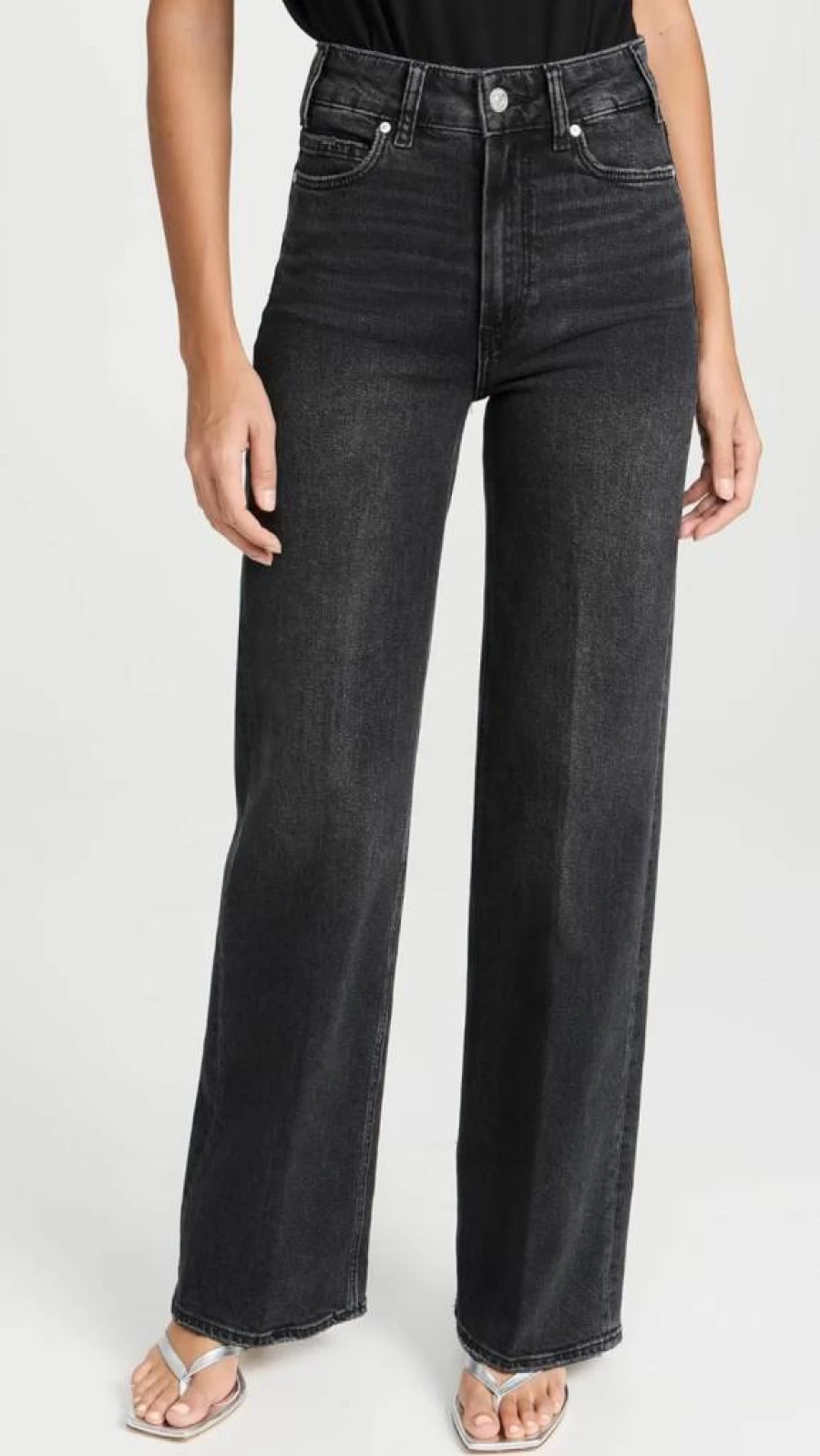 PAIGE Women's Sasha High-Rise Straight Leg Jeans 32" Denim Pants