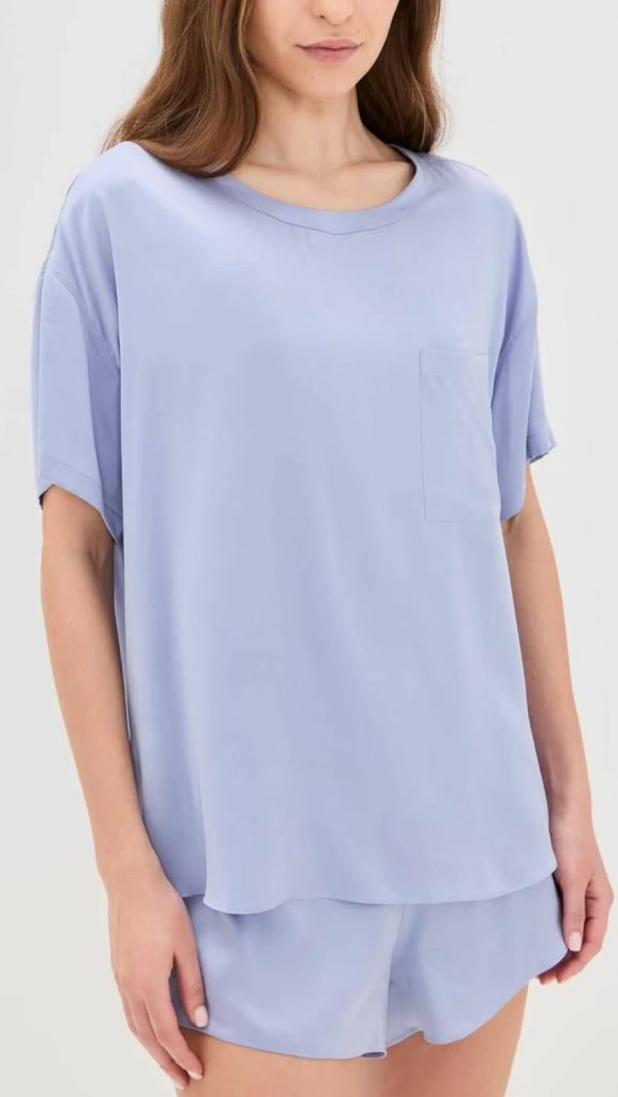 Lunya Women's Washable Silk Sleepwear Set - Soft Shorts & Tee Pajamas for Comfortable Nights