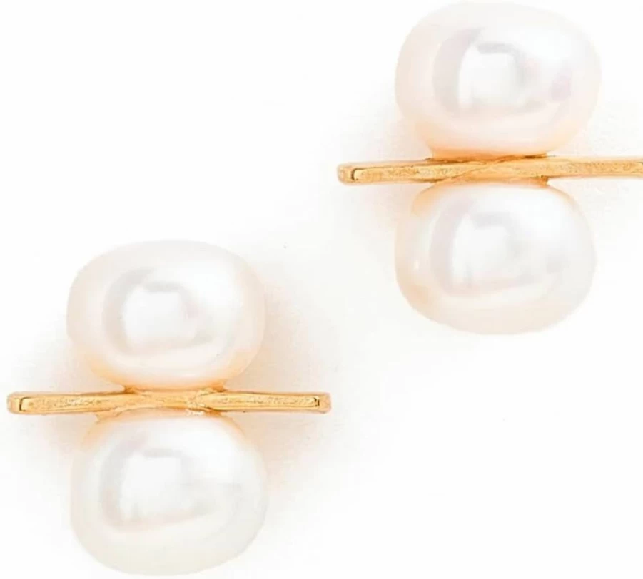Brinker + Eliza Women's Mallow Stud Earrings - Chic Gold-Tone Studs with Elegant Detail
