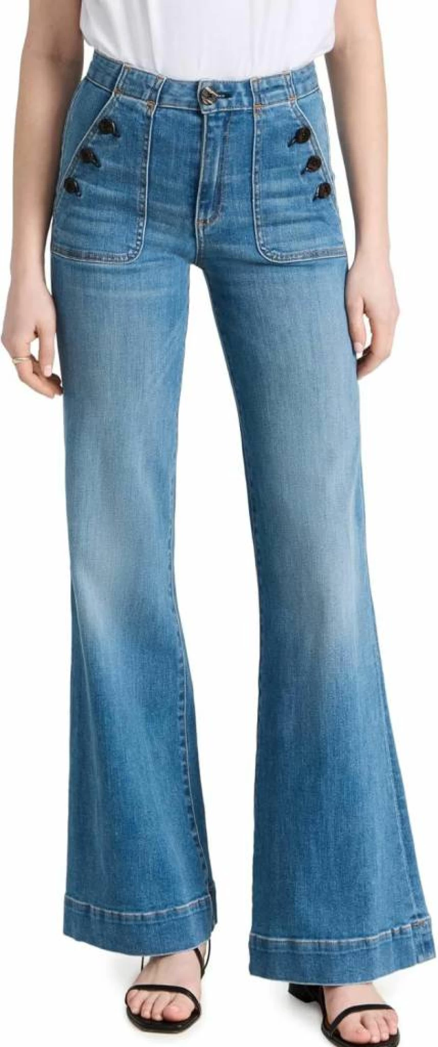 ASKK NY Women's Wide Leg Jeans - High Waisted Stretch Denim Pants for Comfort & Style