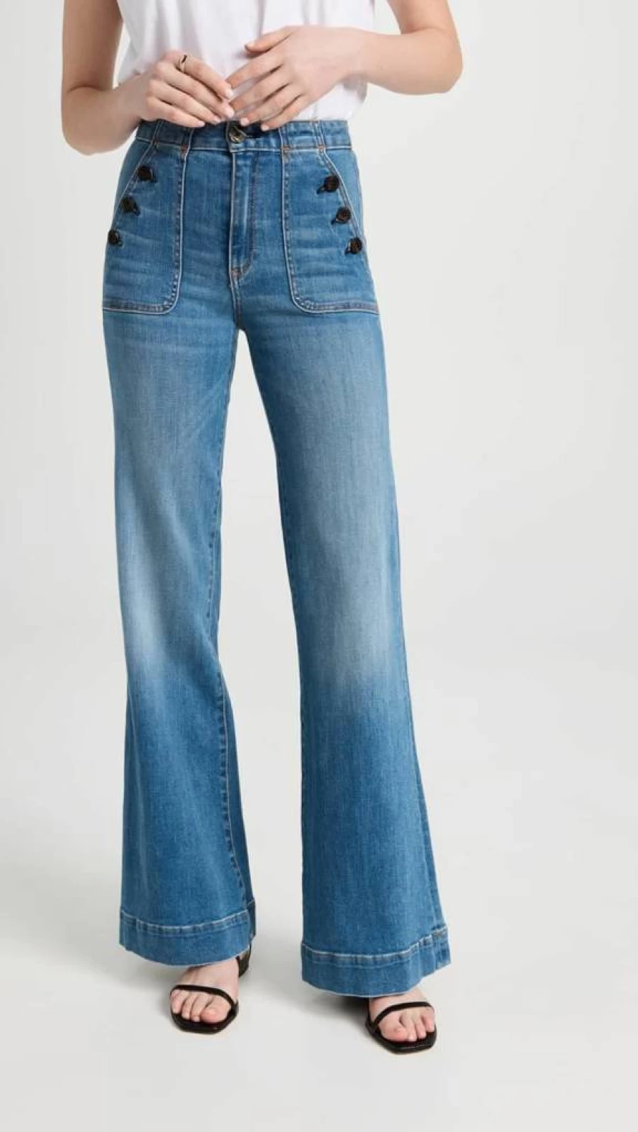 ASKK NY Women's Wide Leg Jeans - High Waisted Stretch Denim Pants for Comfort & Style