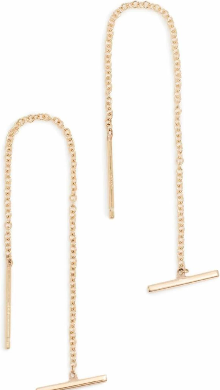 ZOE CHICCO 14K Gold Threader Earrings for Women - Minimalist Bar Design Fine Jewelry