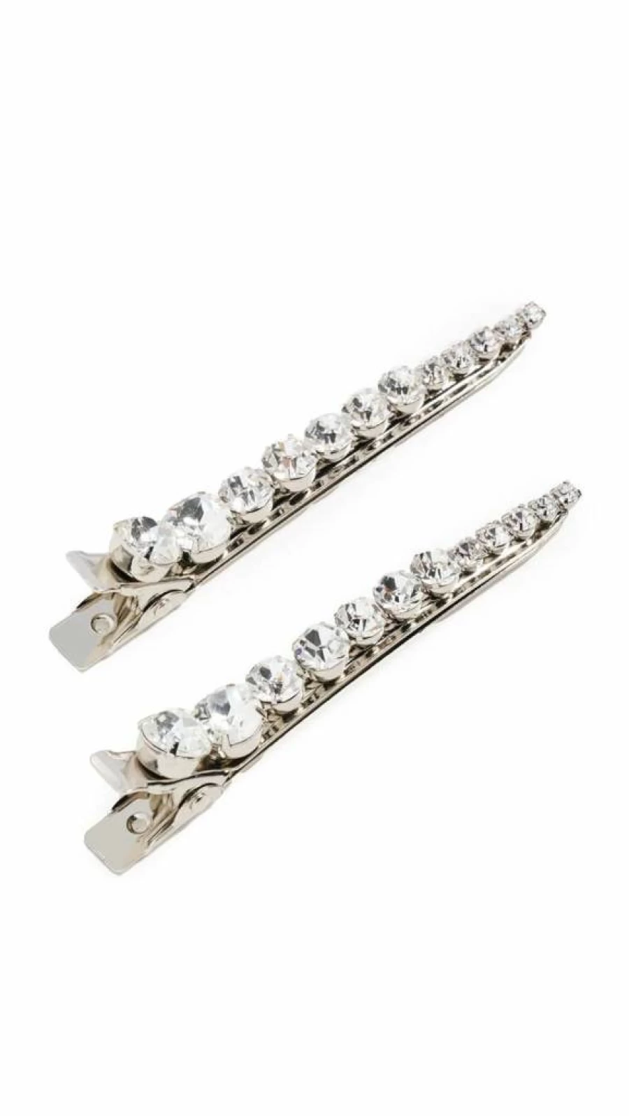 Jennifer Behr Giada Crystal Hair Clip for Women - Clear Silver Rhinestone Barrettes (2-Piece Set)