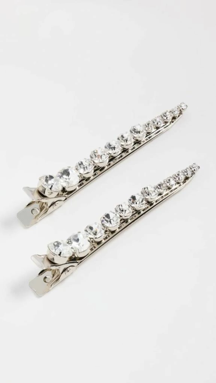 Jennifer Behr Giada Crystal Hair Clip for Women - Clear Silver Rhinestone Barrettes (2-Piece Set)