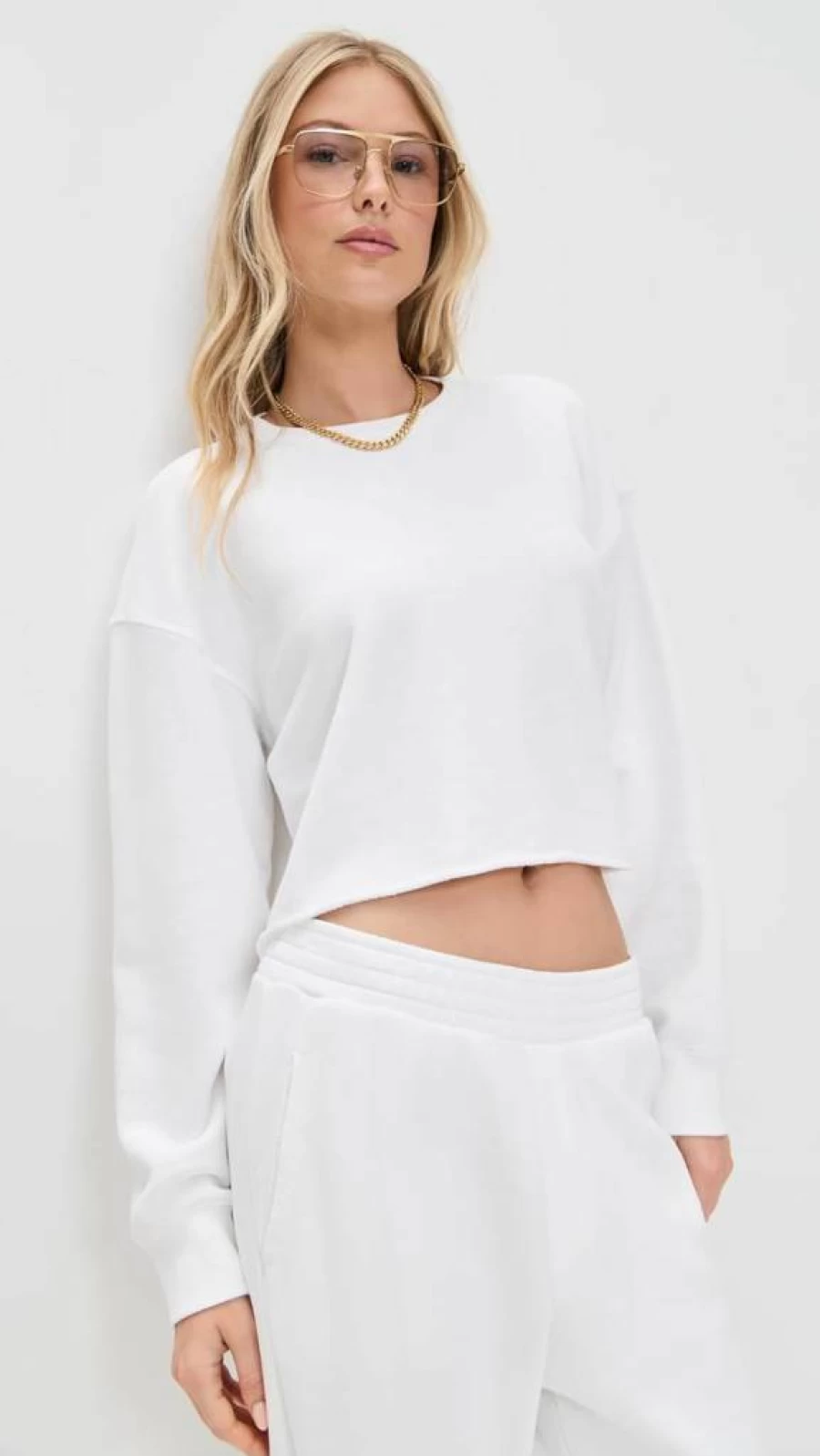 Anthony Thomas Melillo Women's French Terry Cropped Sweatshirt | ATM Cut Off Pullover