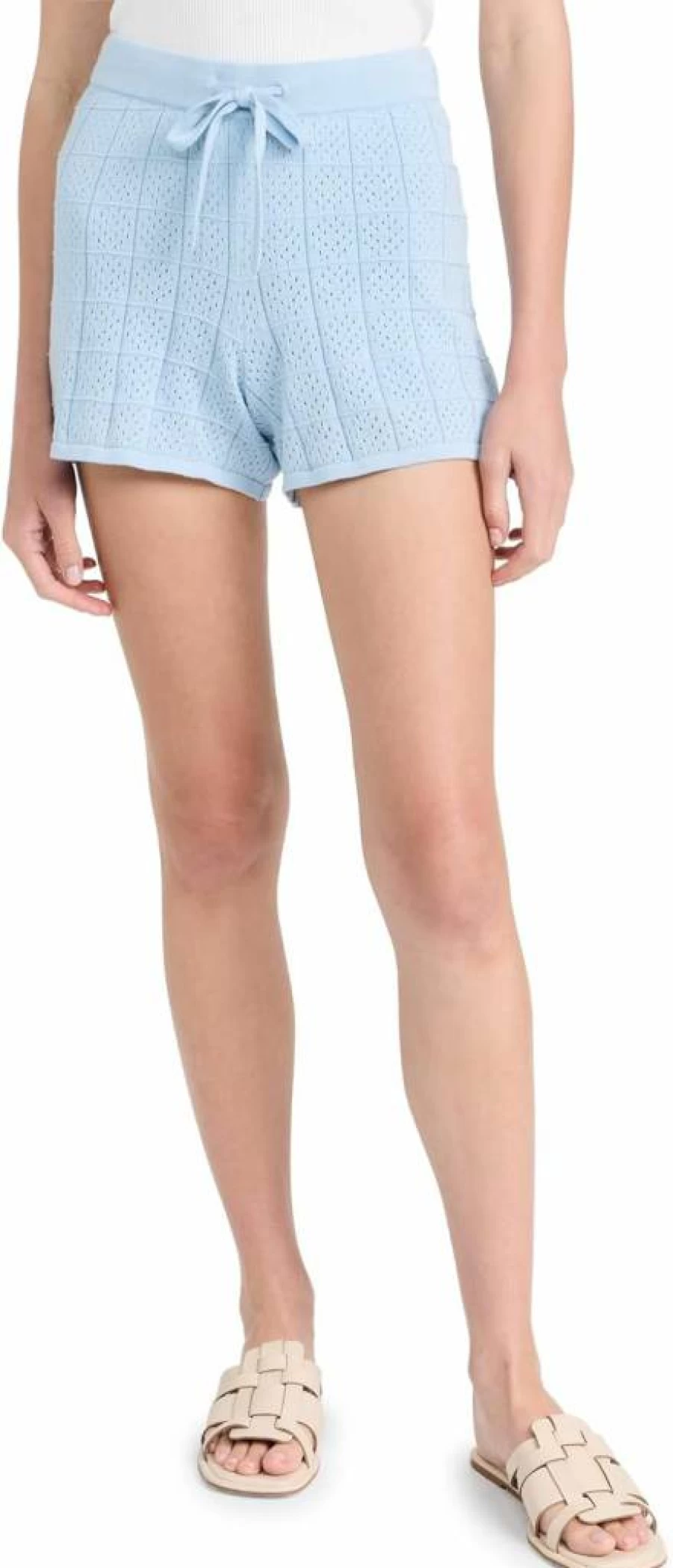Monrow Women's Crochet Knit Shorts - Stylish Summer High-Waisted Boho Shorts