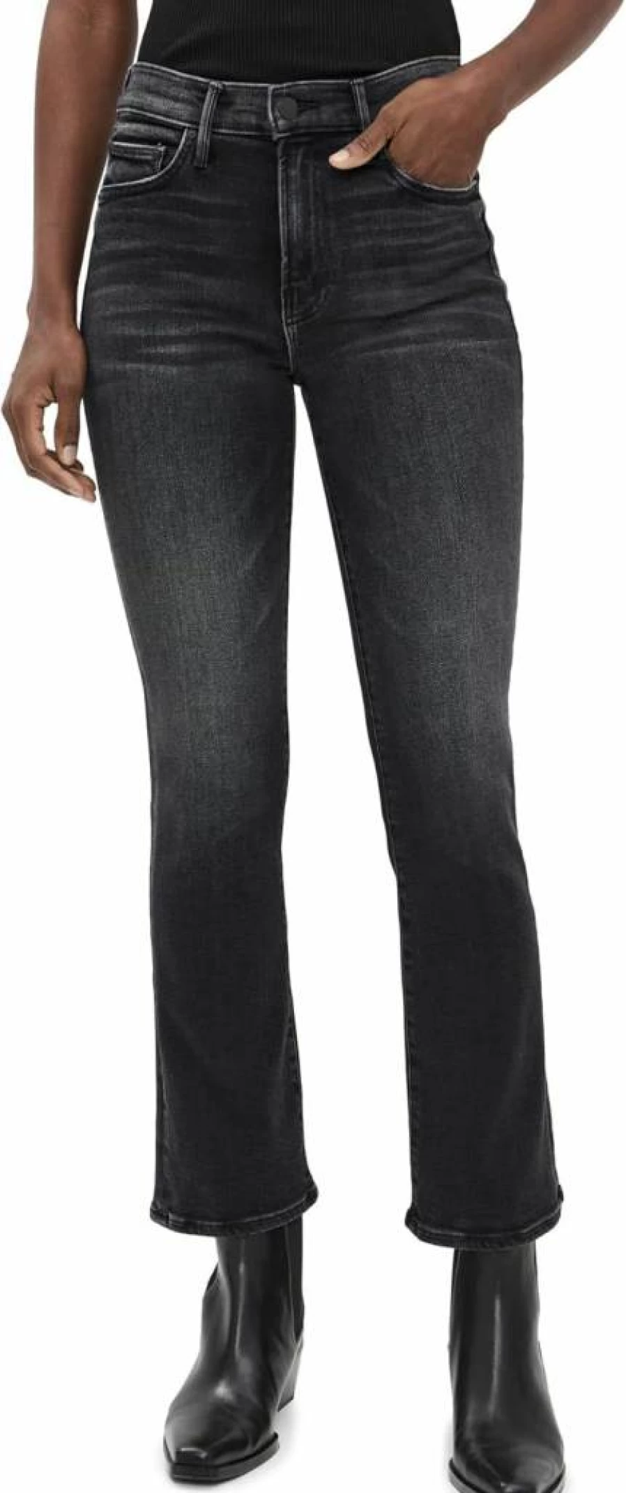 MOTHER Women's The Outsider High-Rise Distressed Frayed Hem Jeans