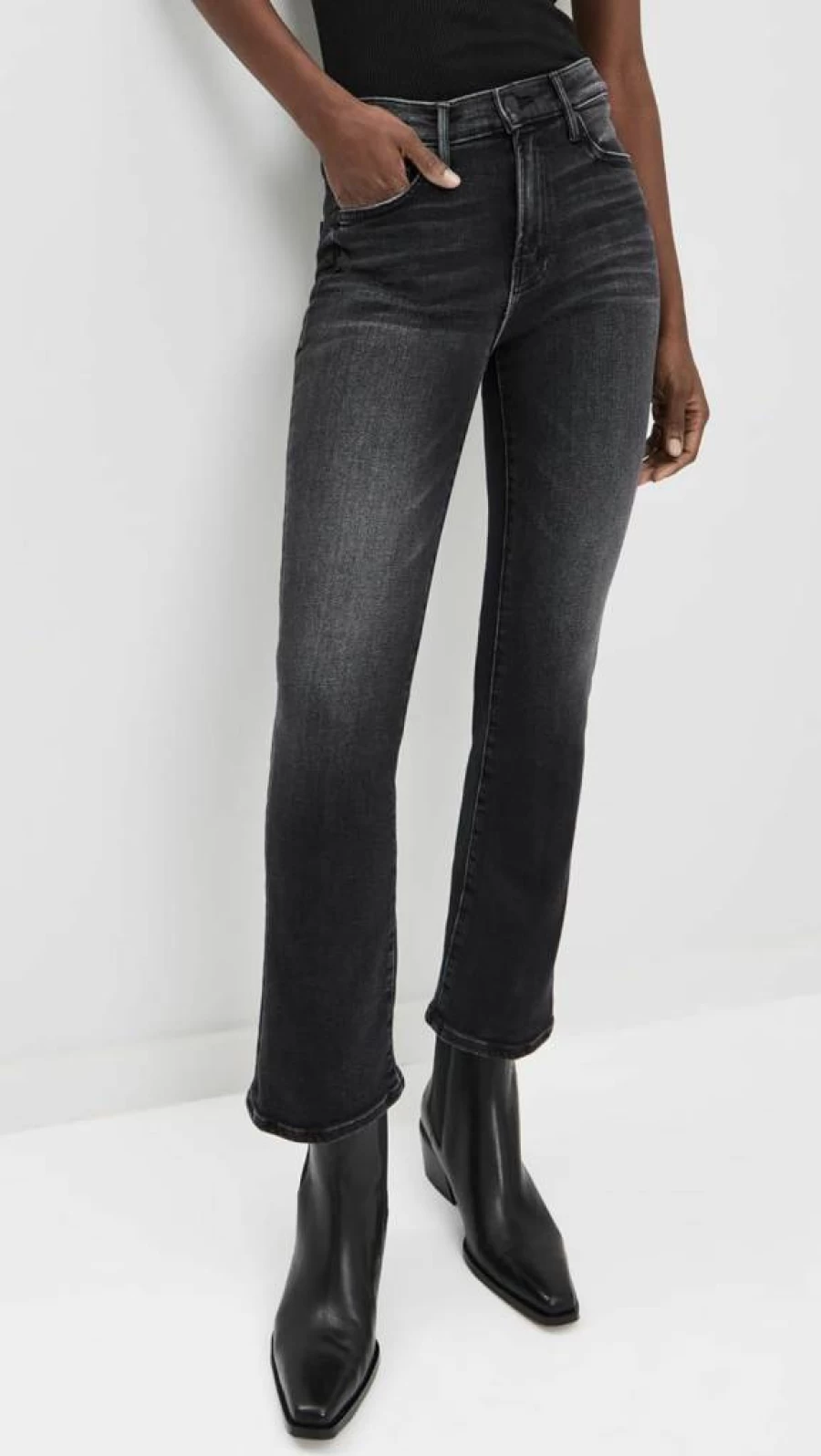 MOTHER Women's The Outsider High-Rise Distressed Frayed Hem Jeans