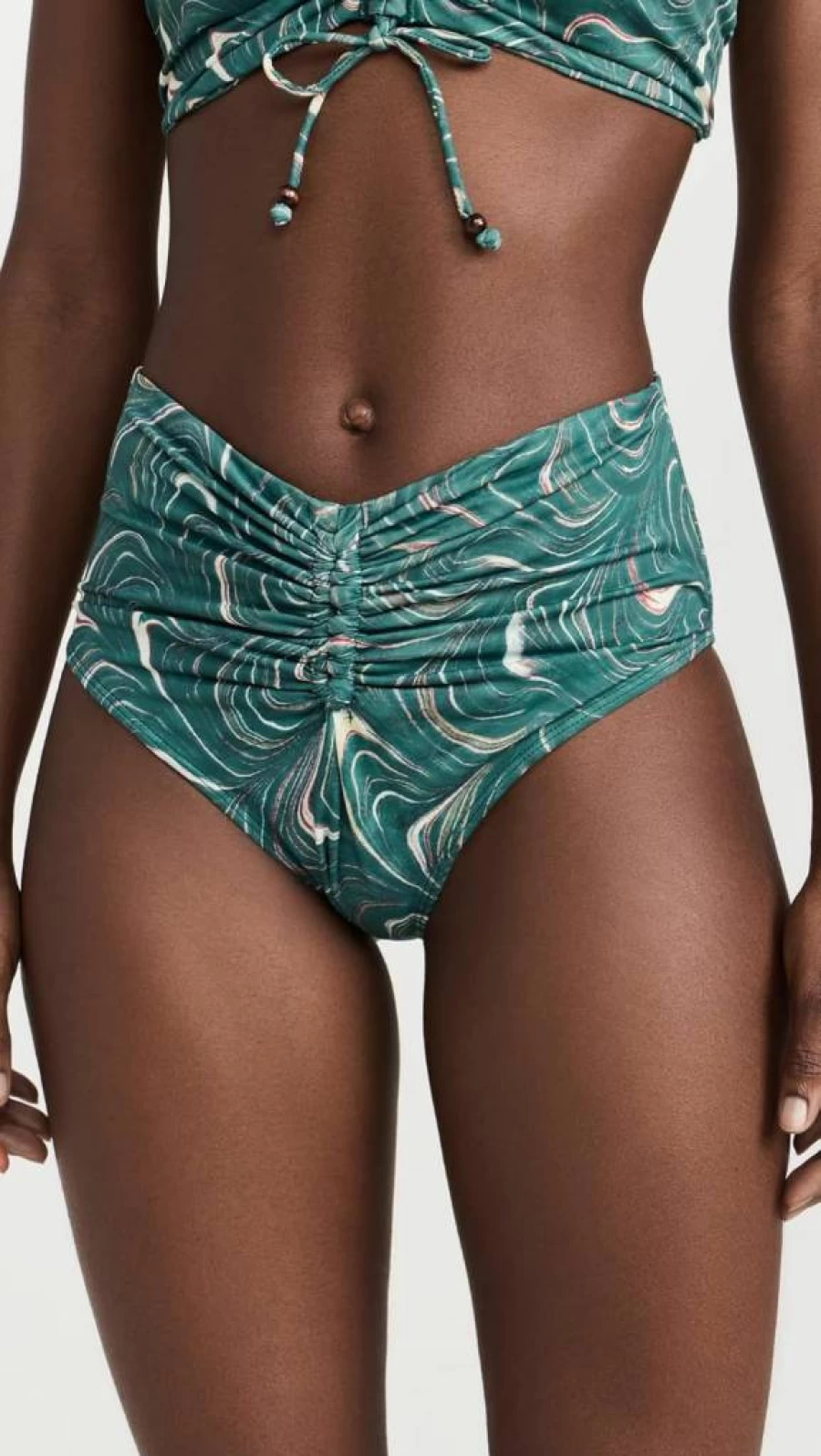 Sea Women's Amara High-Waisted Bikini Bottoms - Marble Print Swimwear - Trendy Beach Vacation Essentials