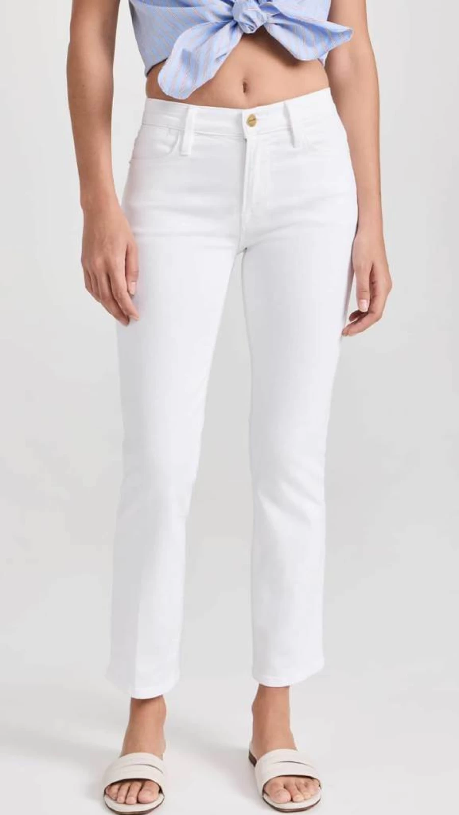 FRAME Women's High Rise Straight Leg Jeans - Classic Blue Denim