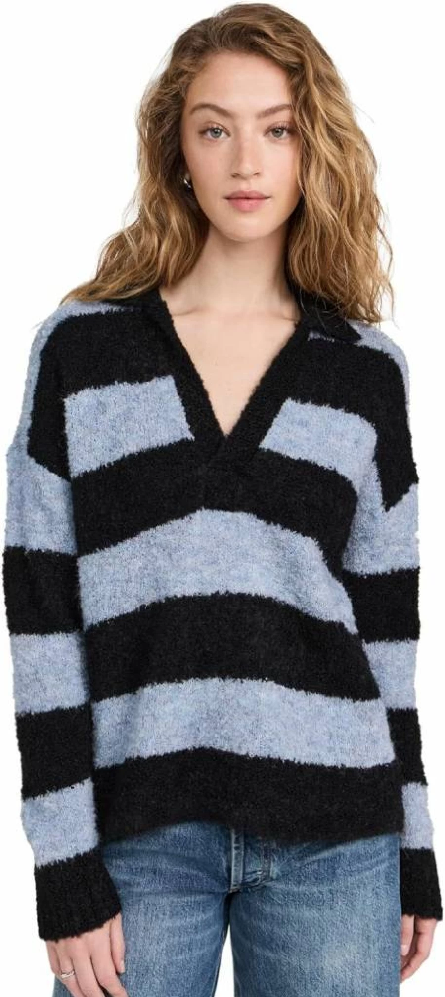 AMO Cristina Striped Women's Sweater - Casual Knit Pullover Top