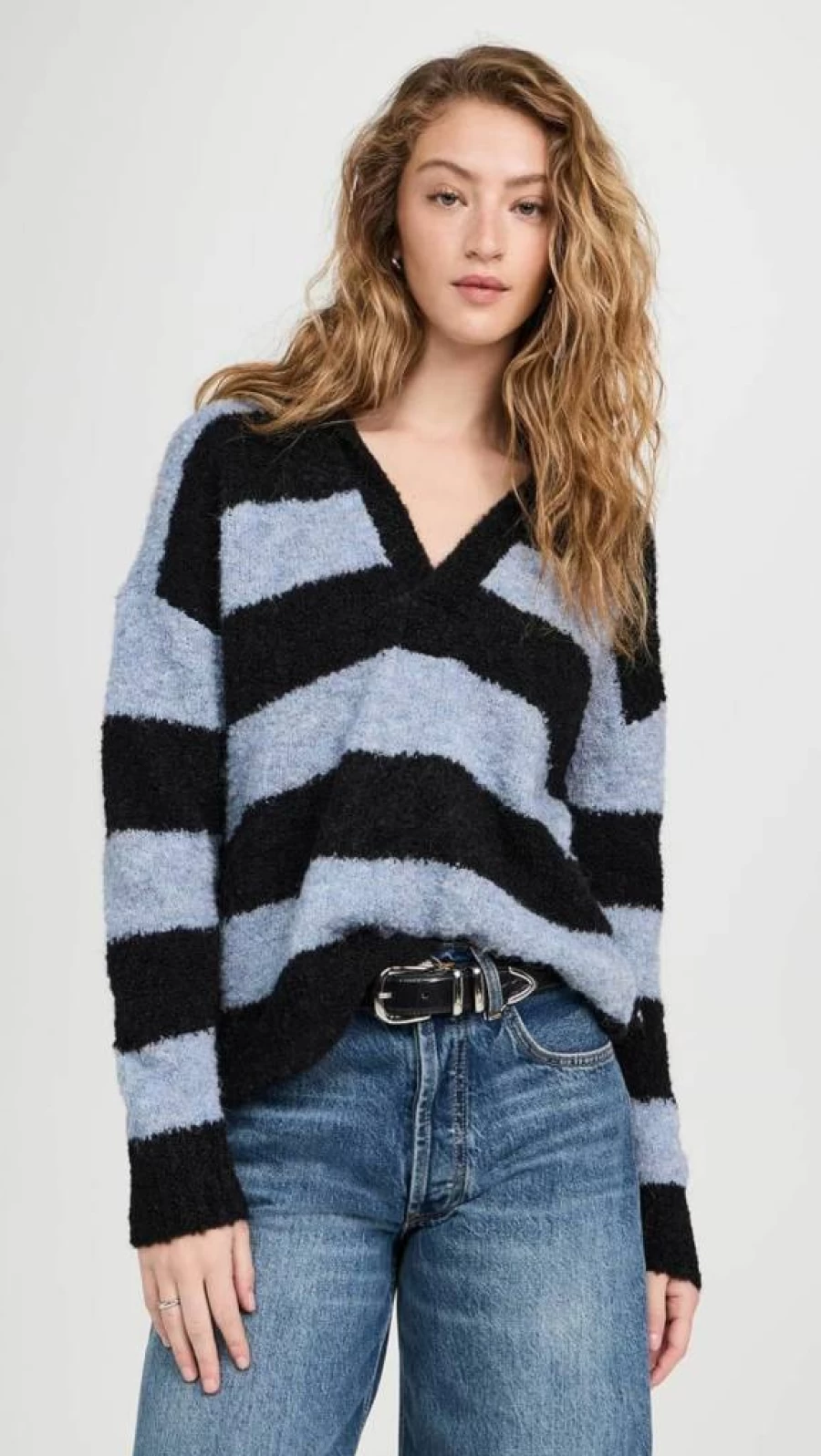 AMO Cristina Striped Women's Sweater - Casual Knit Pullover Top