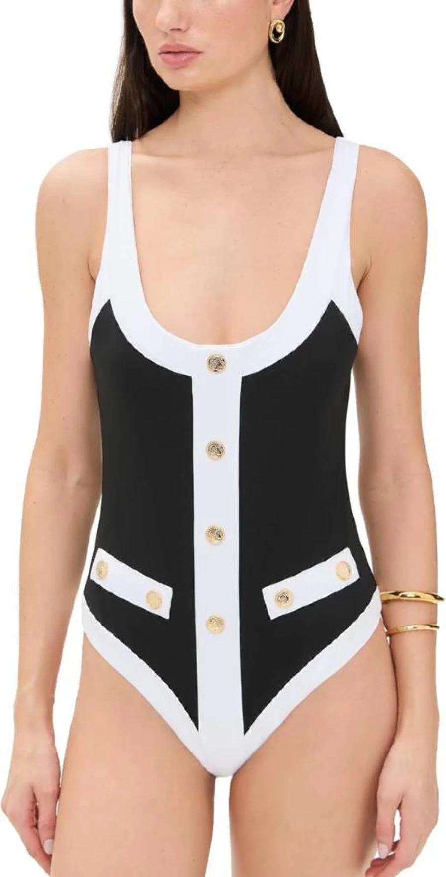 Caroline Constas Women's Navy Blue Sailor One Piece Swimsuit
