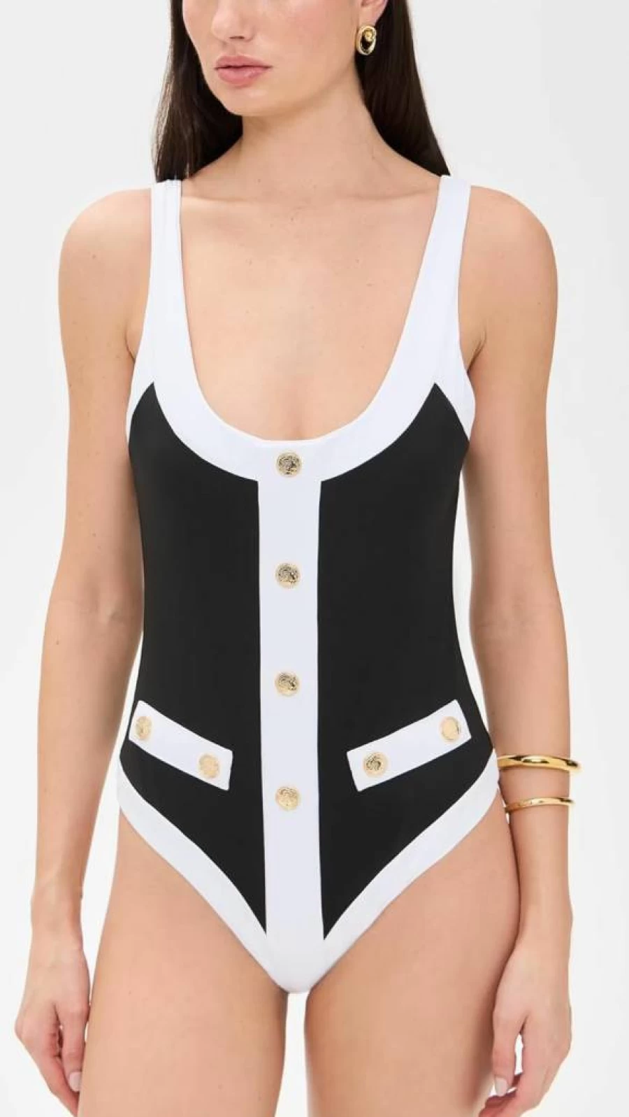 Caroline Constas Women's Navy Blue Sailor One Piece Swimsuit