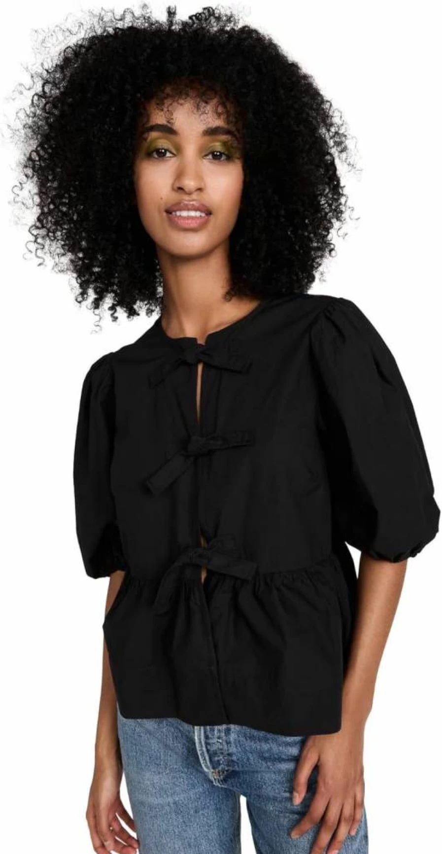 Ganni Women's Cotton Poplin Peplum Blouse | Stylish Casual Top for Women