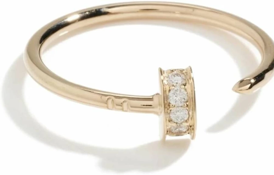 ZOE CHICCO 14K Gold Pave Nail Open Ring for Women - Elegant Diamond Accent Band