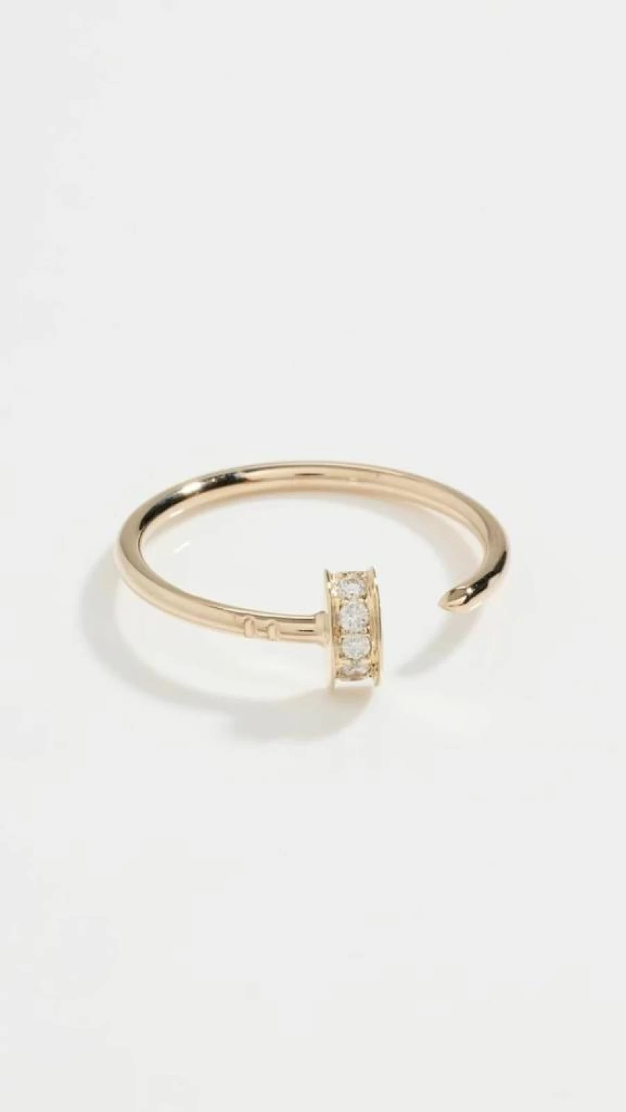 ZOE CHICCO 14K Gold Pave Nail Open Ring for Women - Elegant Diamond Accent Band