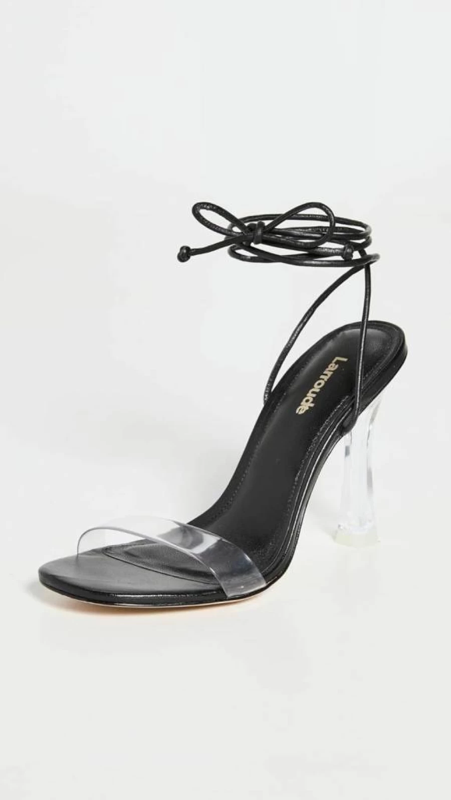 Larroude Gloria Clear & Black Heeled Sandals for Women - US Size 5 Medium