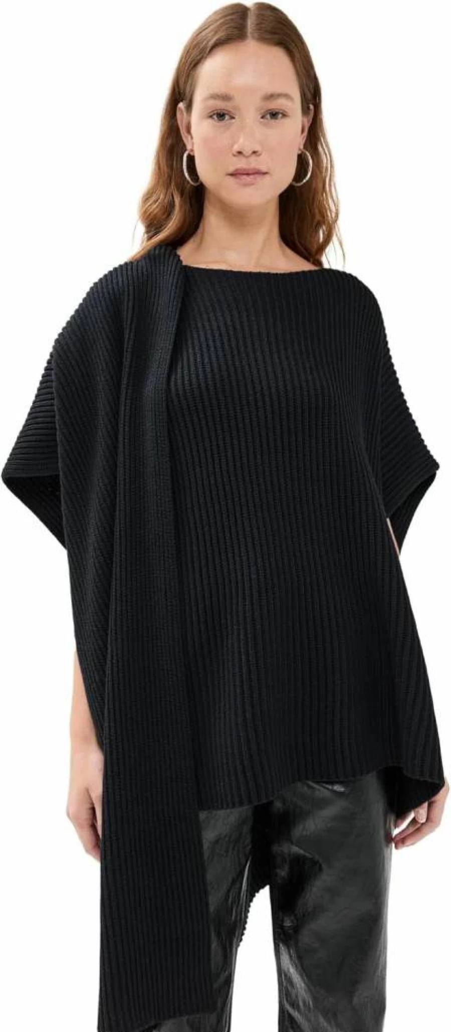 Pixie Market Women's Chunky Knit Cape Sweater - Cozy Oversized Cable Knit Top