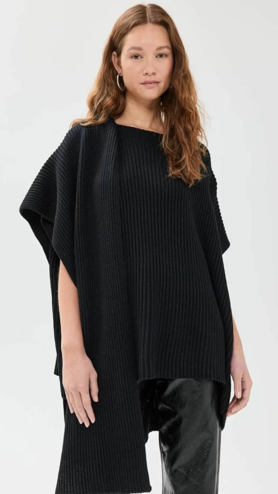 Pixie Market Women's Chunky Knit Cape Sweater - Cozy Oversized Cable Knit Top
