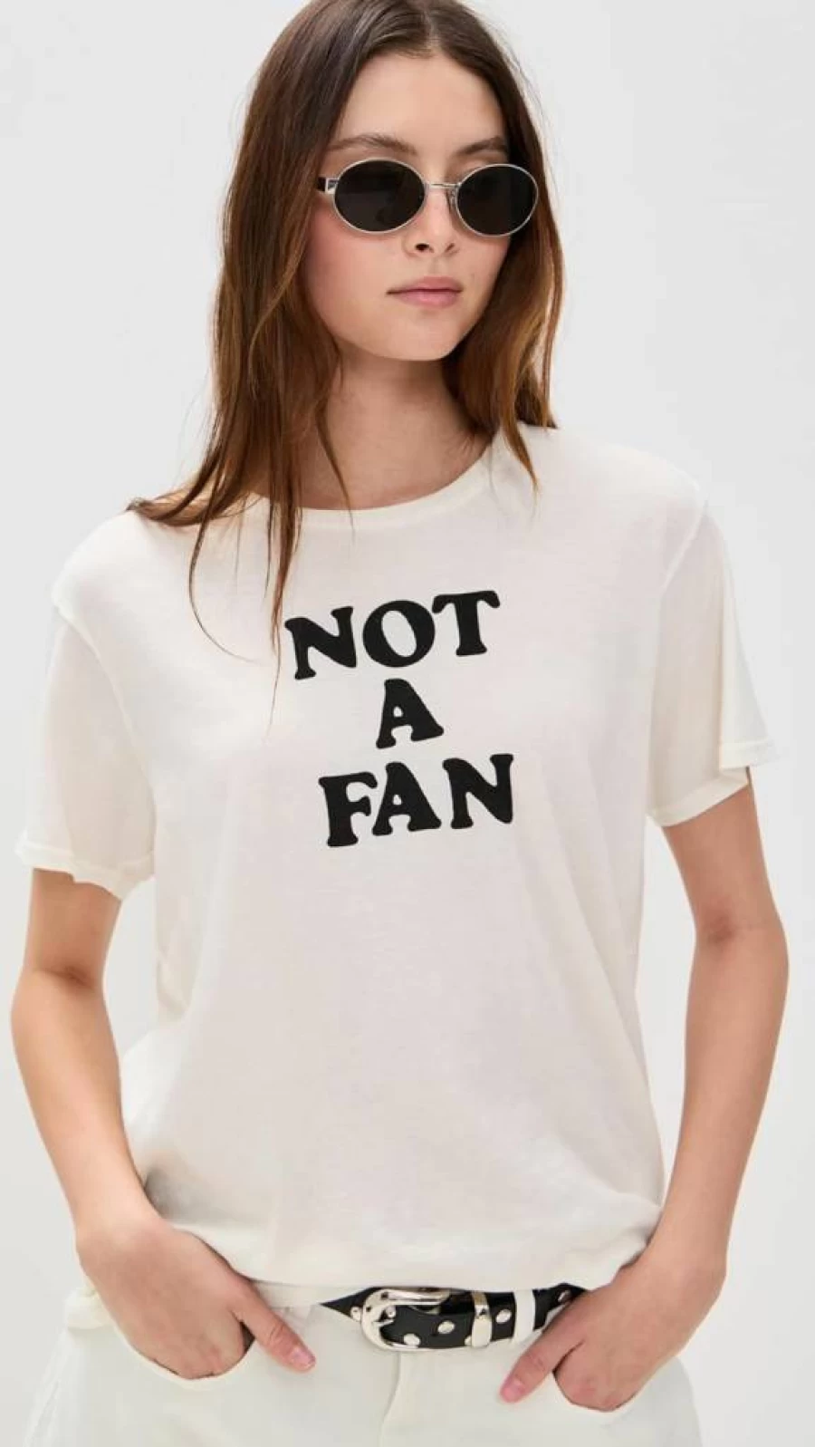 R13 Women's Not A Fan Graphic Tee - Vintage Inspired Cotton T-Shirt