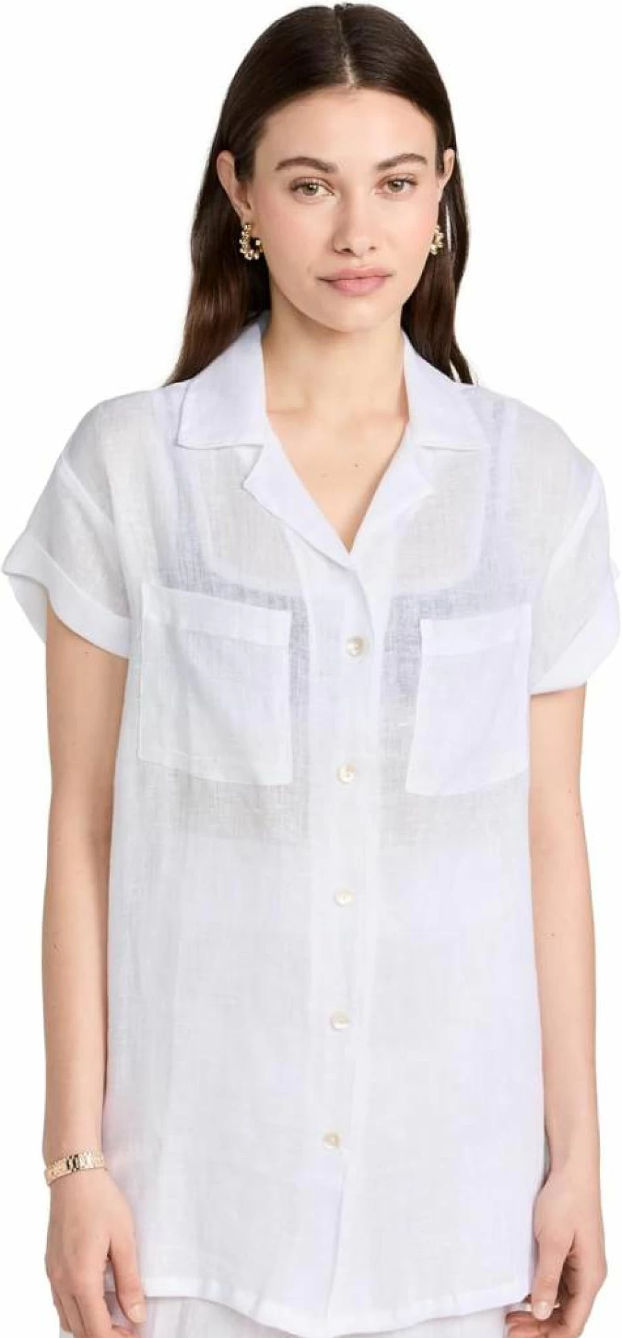Vitamin A Women's Playa Pocket Blouse - Stylish Casual Beach Shirt